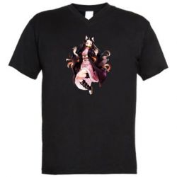 Чоловіча футболка з V-подібним вирізом Nezuko cat - PrintSalon