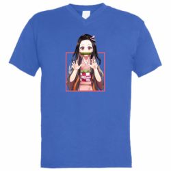 Мужская футболка  с V-образным вырезом Nezuko - PrintSalon