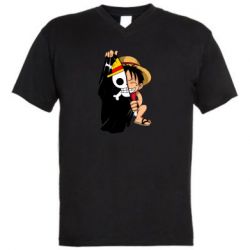 Мужская футболка  с V-образным вырезом One piece chibi Luffy - PrintSalon