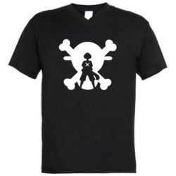 Чоловіча футболка з V-подібним вирізом One Piece Luffy Captain - PrintSalon