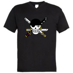 Мужская футболка  с V-образным вырезом One Piece Zoro logo - PrintSalon