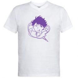 Мужская футболка  с V-образным вырезом Ойкава Тоору - PrintSalon