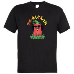 Мужская футболка  с V-образным вырезом Перец Эдисон и доллары - PrintSalon