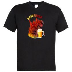 Чоловіча футболка з V-подібним вирізом Pivozilla - PrintSalon