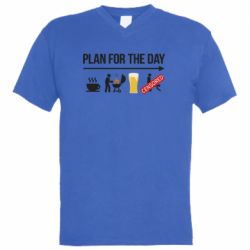 Мужская футболка  с V-образным вырезом План на день - PrintSalon