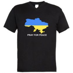 Мужская футболка  с V-образным вырезом Pray for peace - PrintSalon