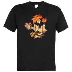 Мужская футболка  с V-образным вырезом Проезжая осень - PrintSalon