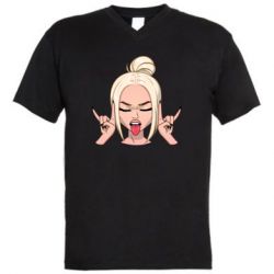 Мужская футболка  с V-образным вырезом Punk Girl - PrintSalon