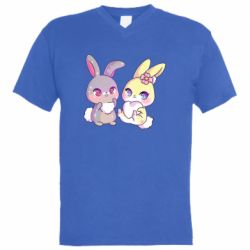 Мужская футболка  с V-образным вырезом Rabbits In Love - PrintSalon
