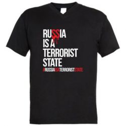 Мужская футболка  с V-образным вырезом Russia is a terrorist - PrintSalon