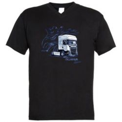 Мужская футболка  с V-образным вырезом Scania watercolor art - PrintSalon