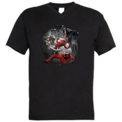 Чоловіча футболка з V-подібним вирізом Сімбіоти і людина павук - PrintSalon