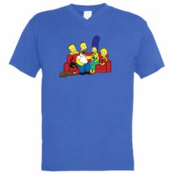 Мужская футболка  с V-образным вырезом Simpsons At Home - PrintSalon