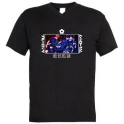 Мужская футболка  с V-образным вырезом Синяя тюрьма - PrintSalon