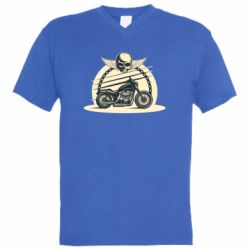 Мужская футболка  с V-образным вырезом Skull and Bike - PrintSalon