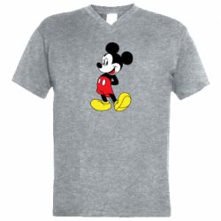 Мужская футболка  с V-образным вырезом Smiling Mickey - PrintSalon