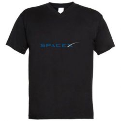 Мужская футболка  с V-образным вырезом SpaceX - PrintSalon