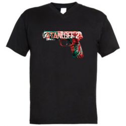 Мужская футболка  с V-образным вырезом Standoff pistol - PrintSalon