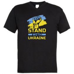 Чоловіча футболка з V-подібним вирізом Стій з Україною - PrintSalon