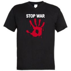 Мужская футболка  с V-образным вырезом Stop War - PrintSalon