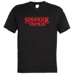 Мужская футболка  с V-образным вырезом Stragner Things Logo - PrintSalon