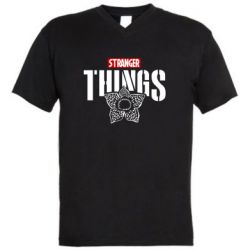 Мужская футболка  с V-образным вырезом Stranger Things. - PrintSalon