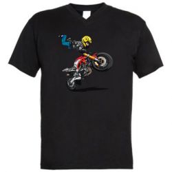 Мужская футболка  с V-образным вырезом Stunt - PrintSalon