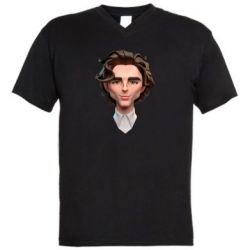 Мужская футболка  с V-образным вырезом Timothée Chalamet - PrintSalon