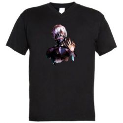 Мужская футболка  с V-образным вырезом Tokio Ghoul Kaneki - PrintSalon