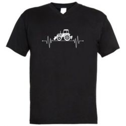 Мужская футболка  с V-образным вырезом Трактор импульс - PrintSalon