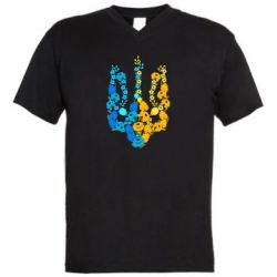 Чоловіча футболка з V-подібним вирізом Тризуб квіти Україна - PrintSalon