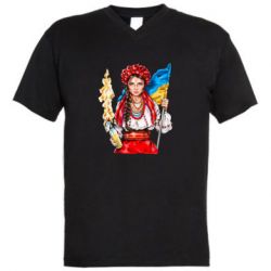Мужская футболка  с V-образным вырезом Украинская девушка в венку - PrintSalon
