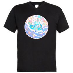 Мужская футболка  с V-образным вырезом Ultra cute shark - PrintSalon