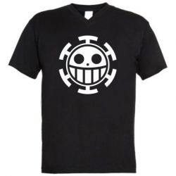 Мужская футболка  с V-образным вырезом Ван Пис флаг Трафальгара - PrintSalon