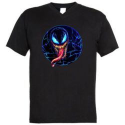 Чоловіча футболка з V-подібним вирізом Venom black and blue style - PrintSalon