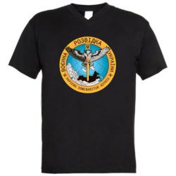 Мужская футболка  с V-образным вырезом Военная разведка Украина, сова - PrintSalon