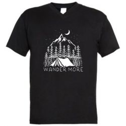 Мужская футболка  с V-образным вырезом Wander more - PrintSalon