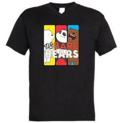 Мужская футболка  с V-образным вырезом We bare bears collage - PrintSalon