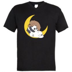 Мужская футболка  с V-образным вырезом We bare bears sleep - PrintSalon