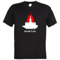 Мужская футболка  с V-образным вырезом Welcome to Hell - PrintSalon