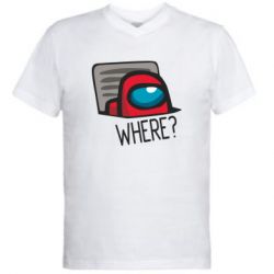 Мужская футболка  с V-образным вырезом Where? ( Among Us ) - PrintSalon
