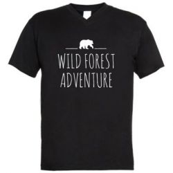 Мужская футболка  с V-образным вырезом Wild forest adventure - PrintSalon