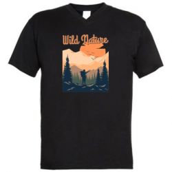 Мужская футболка  с V-образным вырезом Wild nature - PrintSalon