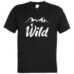 Мужская футболка  с V-образным вырезом Wild - PrintSalon