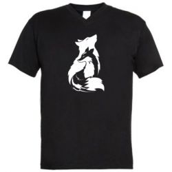 Мужская футболка  с V-образным вырезом Wolf And Fox - PrintSalon