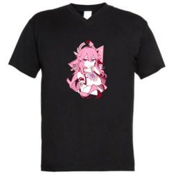 Мужская футболка  с V-образным вырезом Yae Miko portrait - PrintSalon