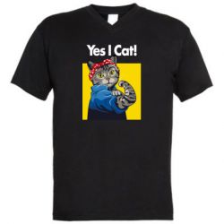 Мужская футболка  с V-образным вырезом Yes I Cat - PrintSalon