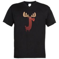 Мужская футболка  с V-образным вырезом Забавный олень - PrintSalon