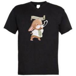 Мужская футболка  с V-образным вырезом Заяц украинец! С Новым Годом 2023 - PrintSalon