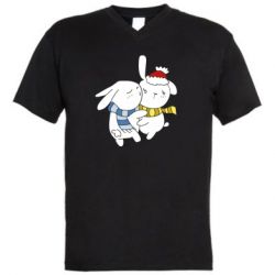 Мужская футболка  с V-образным вырезом Зайцы - PrintSalon